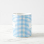 Klassisch Blau Gingham Personalisierter Name  Kaffeetasse (Mittel)