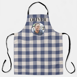 Klassisch Blau Kariert Gingham Benutzerdefinierter Schürze