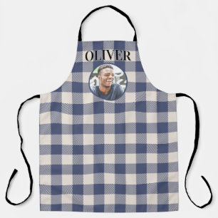 Klassisch Blau Kariert Gingham Benutzerdefinierter Schürze