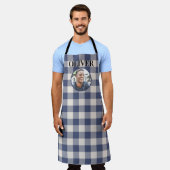 Klassisch Blau Kariert Gingham Benutzerdefinierter Schürze (Getragen)