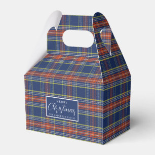 Klassisch Blau verbrannte Orange Tartan Karo Weihn Geschenkschachtel