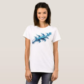 Klassisch blaue abstrakte Vogel Modekunst T-Shirt (Vorne ganz)