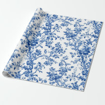 Klassisch Blaue Florale Toile-Gartenparty-Verpacku