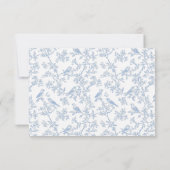 Klassisch blaue florale Toile QR-Code RSVP Karte (Rückseite)