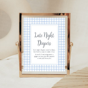 Klassisch blaue Gingham-Late-Night-Windeln Poster