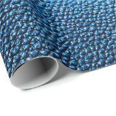 Klassisch blaue Lederhintergrundtextur Closeup.bl Geschenkpapier (Rolleneckpunkt)