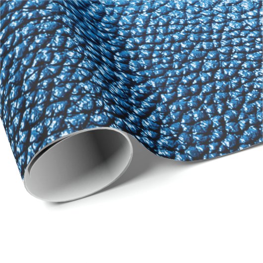 Klassisch blaue Lederhintergrundtextur Closeup.bl Geschenkpapier (Rolleneckpunkt)