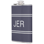 Klassisch blaue personalisierte Monogramm-Initiale Flachmann (Links)