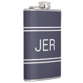 Klassisch blaue personalisierte Monogramm-Initiale Flachmann (Rechts)