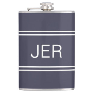 Klassisch blaue personalisierte Monogramm-Initiale Flachmann
