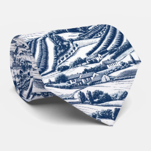 Klassisch blaue Toile Pastorale Landschaft Vintage Krawatte