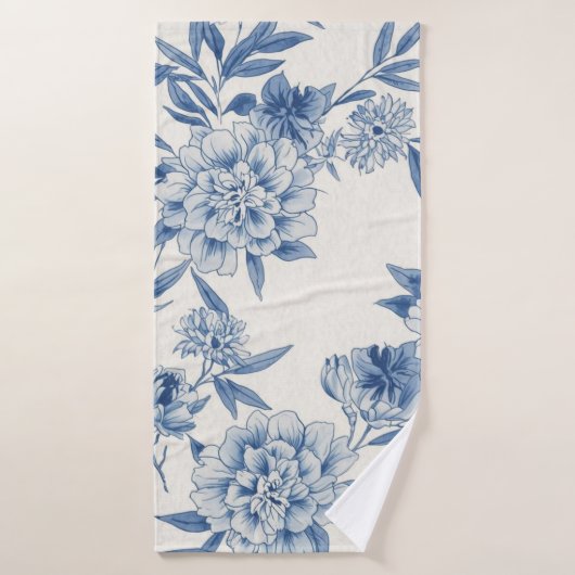 Klassisch Blaues Blumen-Toile-Wasserfarbenmuster W Badehandtuch (Badehandtuch)