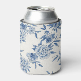 Klassisch Blaues Blumen-Toile-Wasserfarbenmuster W Dosenkühler
