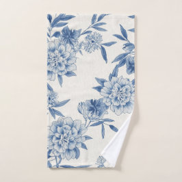 Klassisch Blaues Blumen-Toile-Wasserfarbenmuster W Handtuch