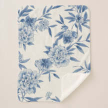 Klassisch blaues florales Toile-Wasserfarbenmuster