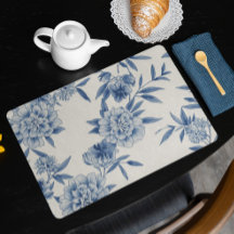 Klassisch blaues florales Toile-Wasserfarbenmuster
