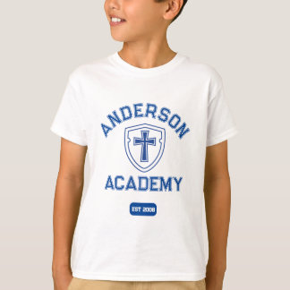 Klassisch Blaues Text Kreuz und Schild Homeschool T-Shirt