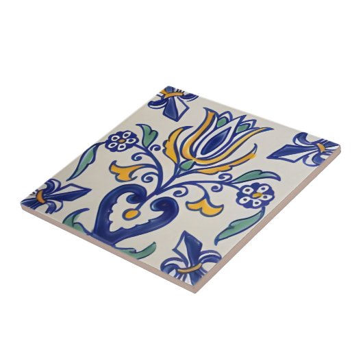 Klassisch-blaugelbe Blumenmuster-Fliesen Fliese (Seite)