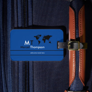 Klassisch Blue Elegant-and-Modern Monogram Travel Gepäckanhänger