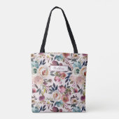 Klassisch Blush Pink Green Blue Floral Tasche (Rückseite)