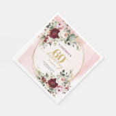 Klassisch Burgunder-Rosa-Blumen 60. Geburtstag Ser Serviette (Ecke)