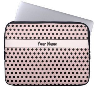 Klassisch Chic Cute Name Punkte Rosa & Schwarz Laptopschutzhülle