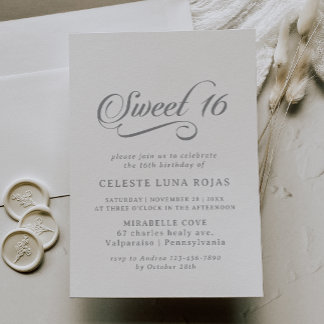 Klassisch-chic Kalligrafie Sweet 16 Geburtstagsfei Einladung