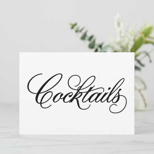 klassisch | Cocktails Hochzeitszeichen Einladung (Stehend Vorderseite)