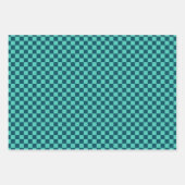 Klassisch dunkelblau, leicht Aquamarin Kariert Geschenkpapier Set (Vorderseite 2)