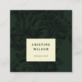 Klassisch dunkelgrün Vintage Ornamente Viktorianis Quadratische Visitenkarte