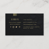 Klassisch einfach Elegantes Schwarzes Gold Berufli Visitenkarte (Rückseite)