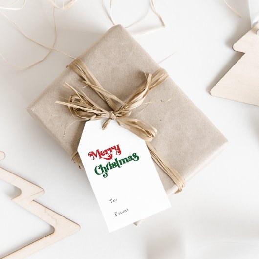 Klassisch einfach frohe Weihnachten zu und von Geschenkanhänger