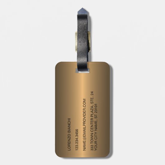 Klassisch einfache Black Bronze Gold Steel Metalli Gepäckanhänger (Rückseite vertikal)