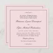 Klassisch einfache Elegance Blush Pink Square Hoch Einladung (Vorne/Hinten)