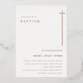 Klassisch einfache Elegant Minimal Typografie Tauf Folieneinladung (Vorderseite)