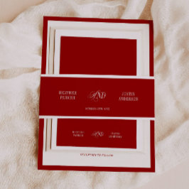 Klassisch einfache, elegante Rote Hochzeit Einladungsbanderole