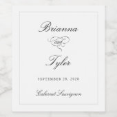 Klassisch einfache, elegante weiße Hochzeit Weinetikett (Einzelnes Label)