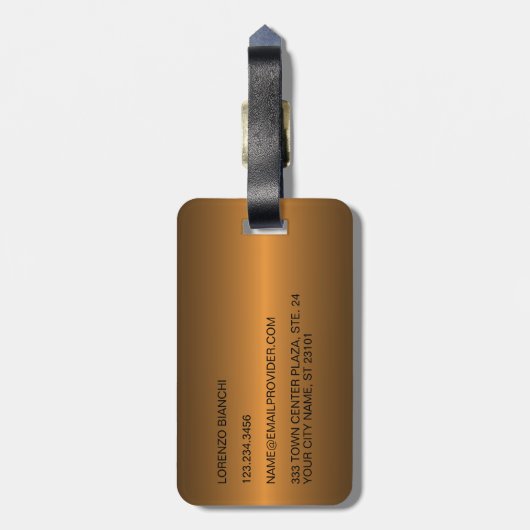 Klassisch einfache schwarz rotes Kupfer Stahl Meta Gepäckanhänger (Rückseite vertikal)