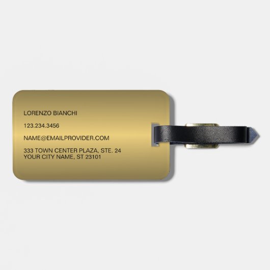 Klassisch einfache schwarzgelbe Gold-Stahl-Metalli Gepäckanhänger (Rückseite horizontal)