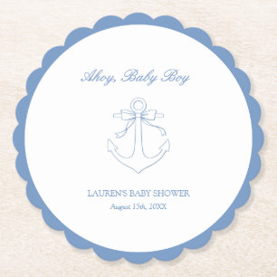 Klassisch einfaches Ahoy Baby Boy Elegantes Dusche Untersetzer