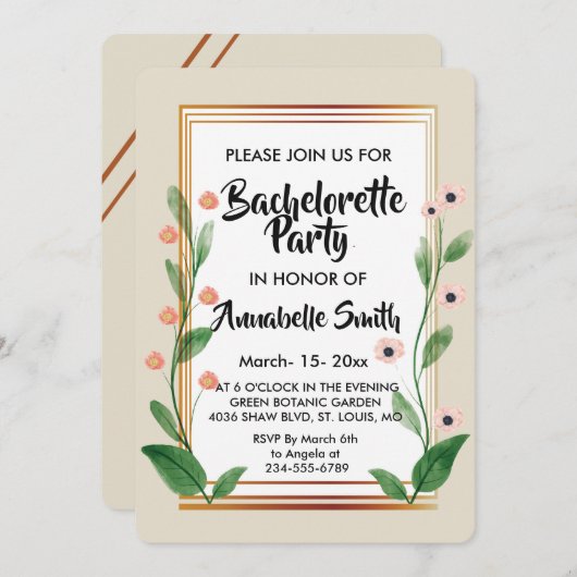 Klassisch & elegant Anspruchsvoller Bachelor Einladung (Vorne/Hinten)