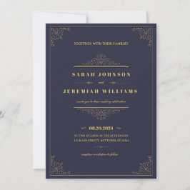Klassisch Elegant Formal navyblau und Gold vintage Karte
