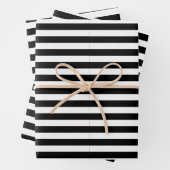 Klassisch elegant Moderne Schwarz-Weiß gestreift Geschenkpapier Set (Beispiel)