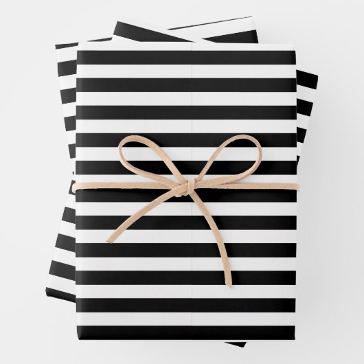 Klassisch elegant Moderne Schwarz-Weiß gestreift Geschenkpapier Set (Beispiel)