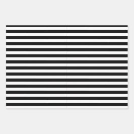 Klassisch elegant Moderne Schwarz-Weiß gestreift Geschenkpapier Set