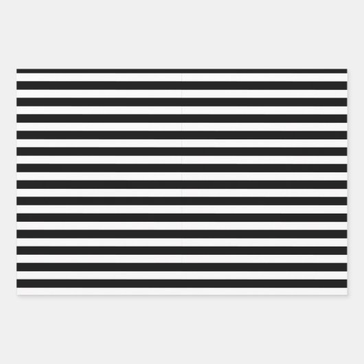Klassisch elegant Moderne Schwarz-Weiß gestreift Geschenkpapier Set (Vorderseite)