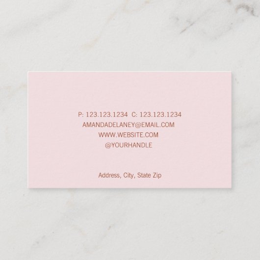 Klassisch elegant Rosa und Rost Visitenkarte (Rückseite)