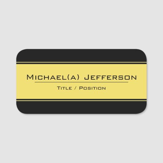 Klassisch elegant, schwarz und gelb: modern und ei namensschild (Vorderseite)