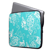 Klassisch, elegant, stilvoll. mädchenhaft, blau-gr laptopschutzhülle (Vorderseite Links)