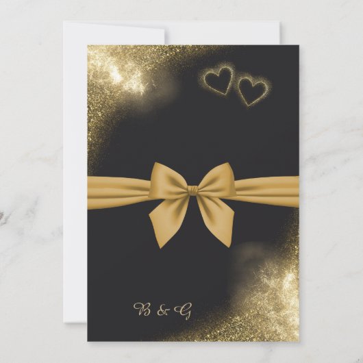 klassisch elegante filigrane schwarze goldene Hoch Einladung (Rückseite)